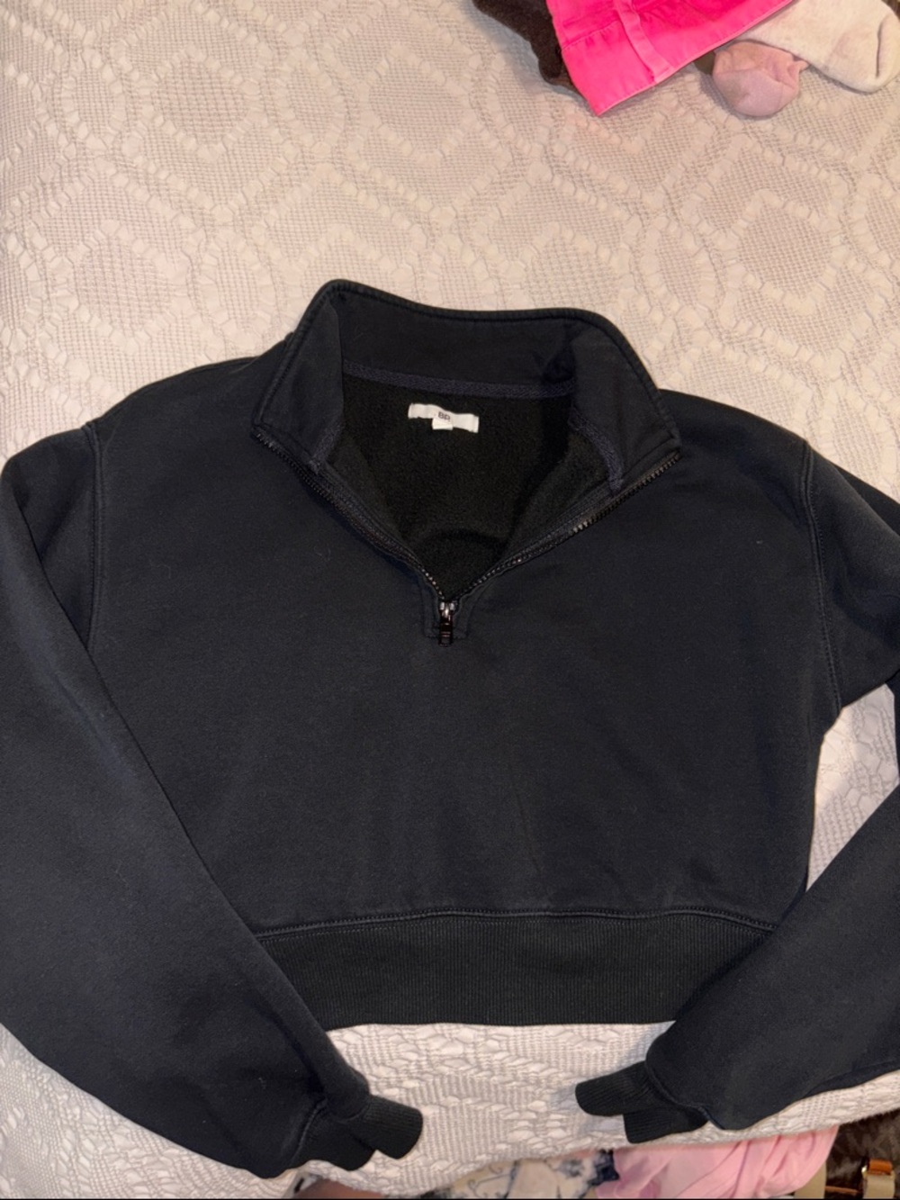 Women’s  Black Quarter-Zip crop Sweater